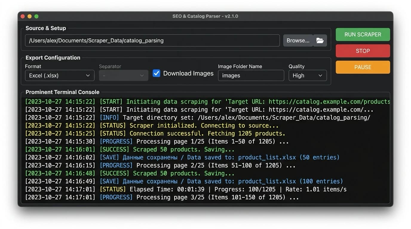 Parser Suite: настольное Electron-приложение с выбором директорий и потоковым логом выполнения