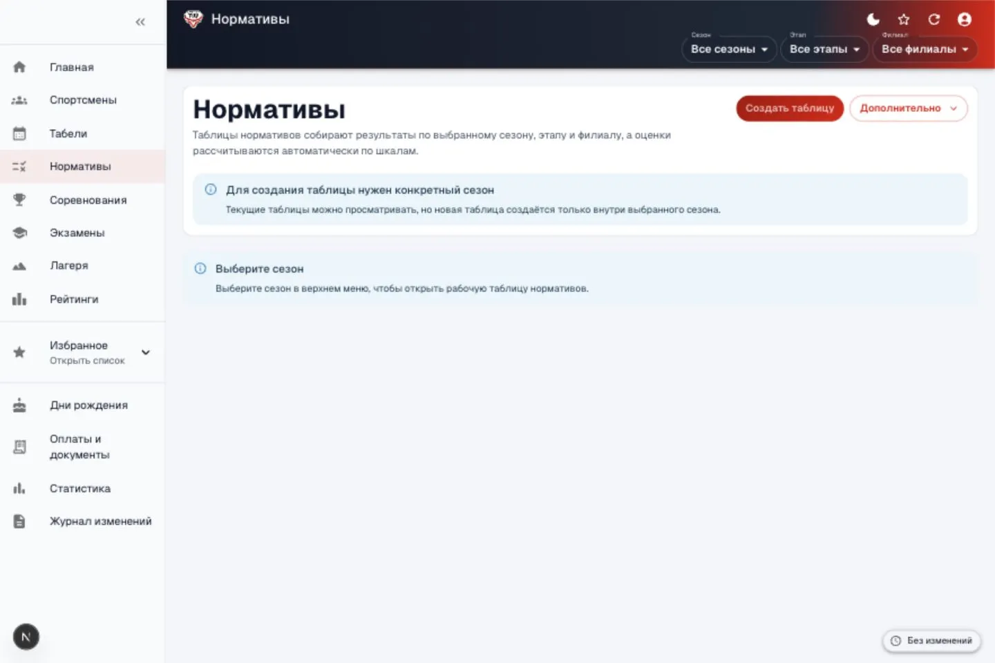 Клуб ТУР: сдача нормативов ОФП/СФП с автоматическим подсчётом баллов и итоговым сводом